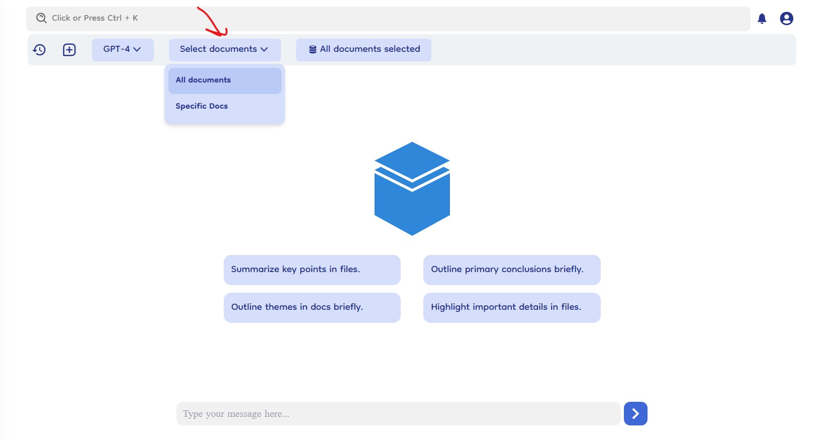 specific selected document option