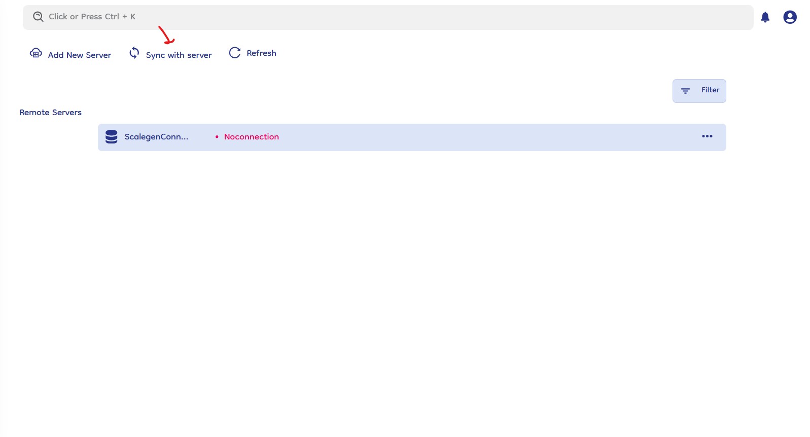 server sync button